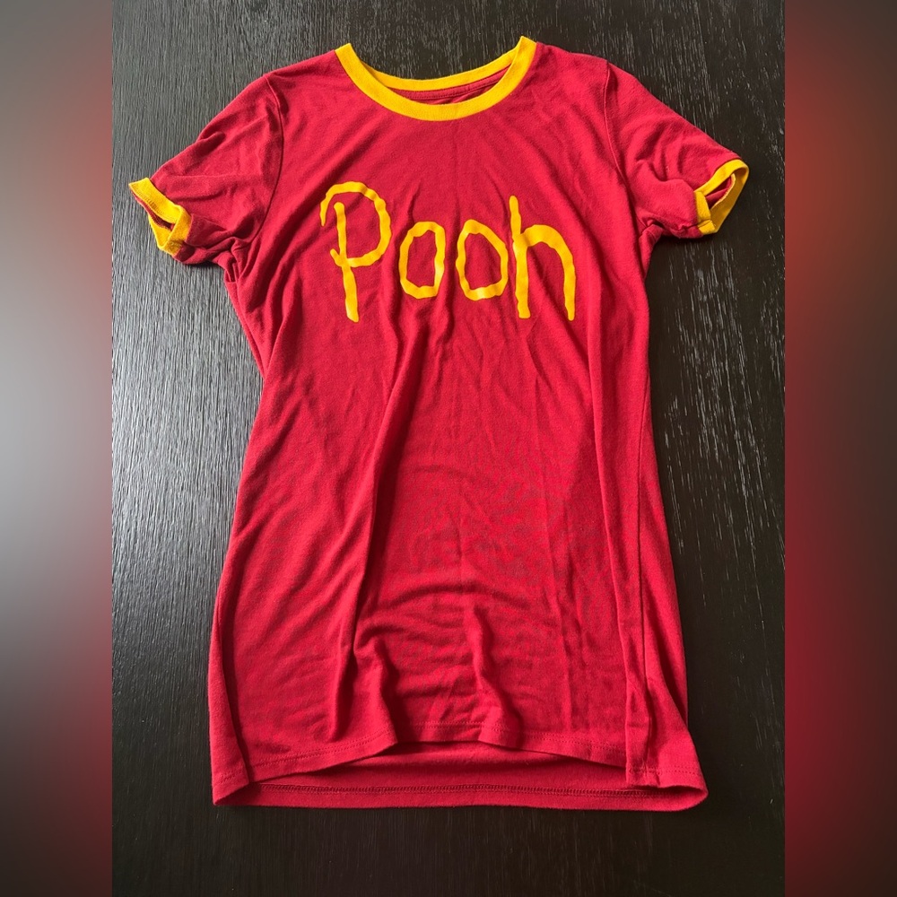 Disney Red 'Pooh' Short Sleeve Tee with Yellow Trim (Like NEW)